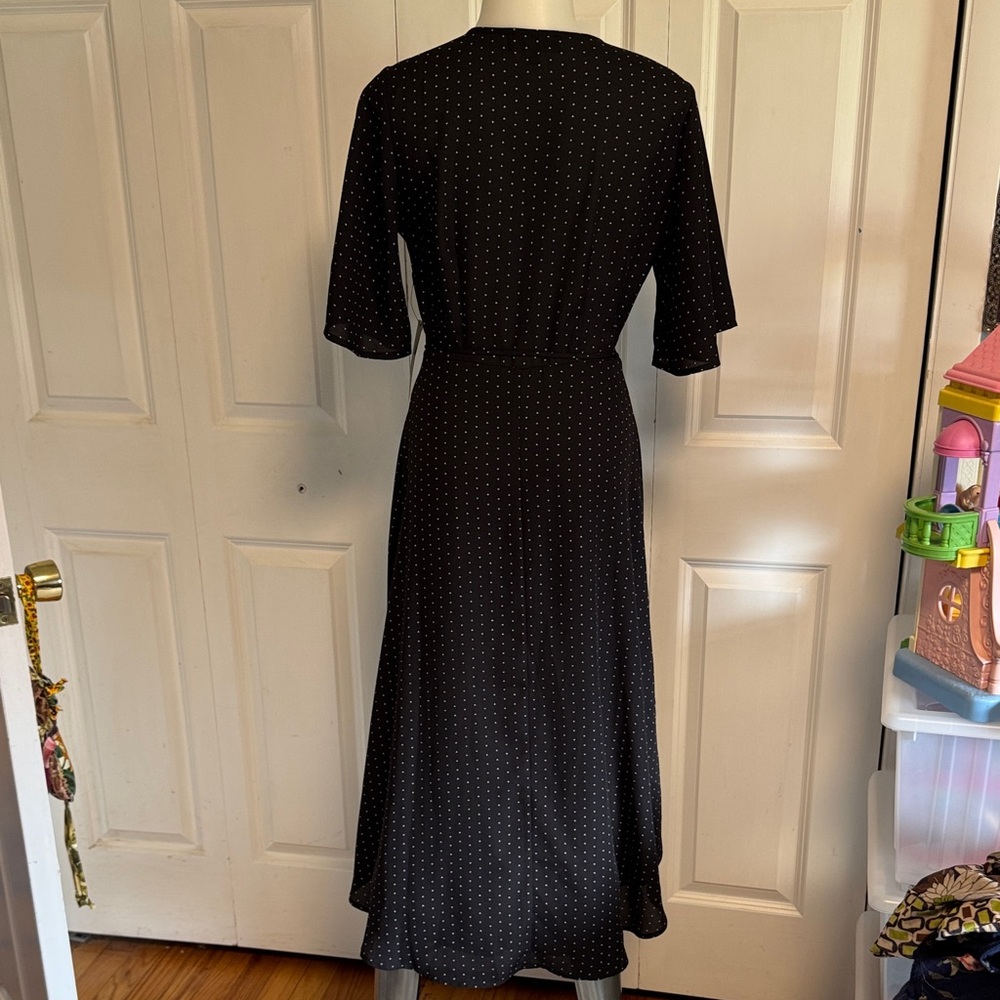 Lulu’s Black - White Wrap Dress - Classic Women's Dress - Picture 9 of 13
